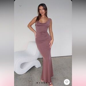 white fox On My Own Again Maxi Dress Chocolate